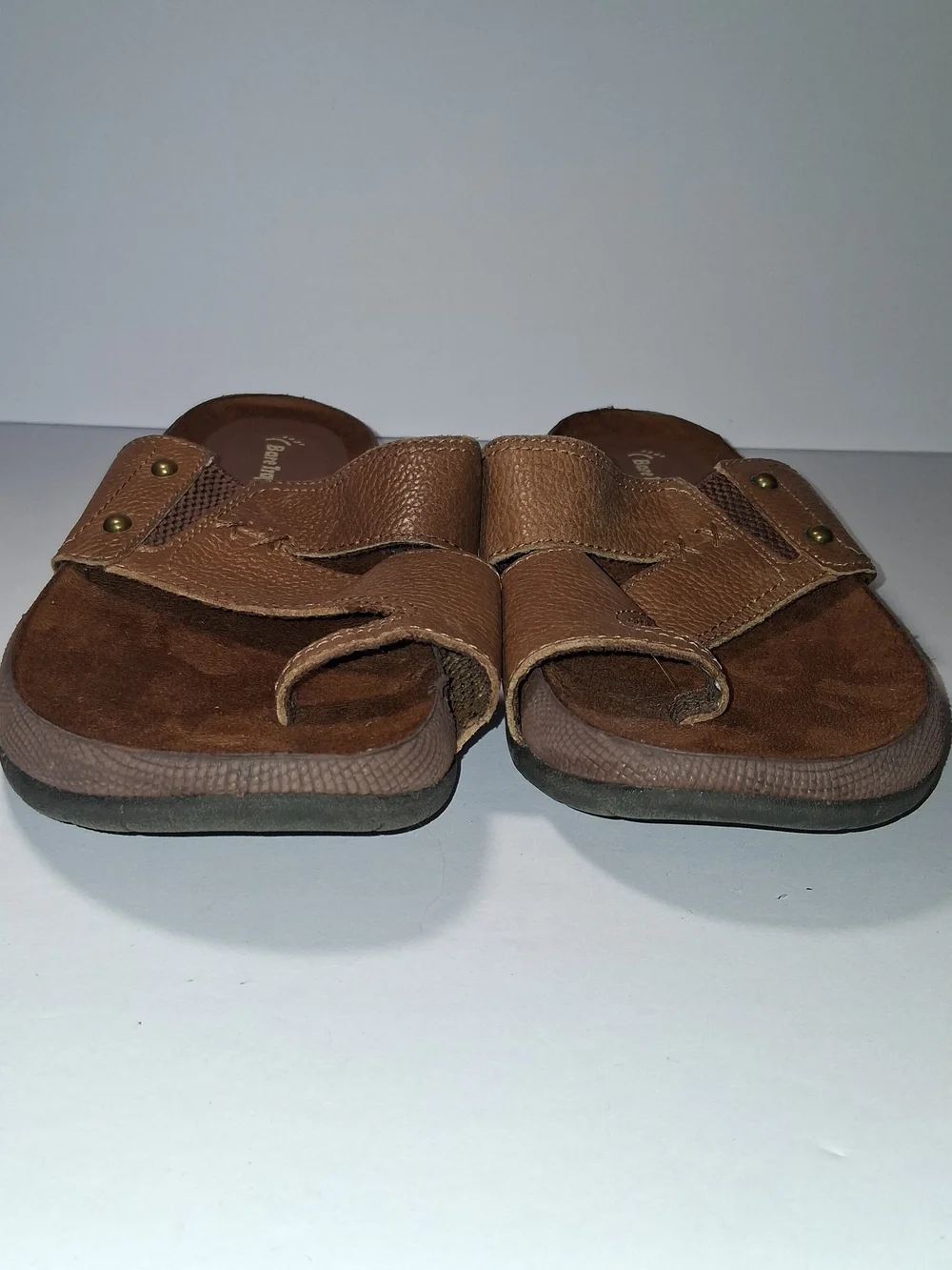 BareTraps Lainey Women's Brown Leather Slide Sandals US Size 8.5 M